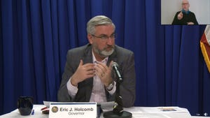 Gov. Eric Holcomb updates the public about COVID-19 in the state on Feb. 3.