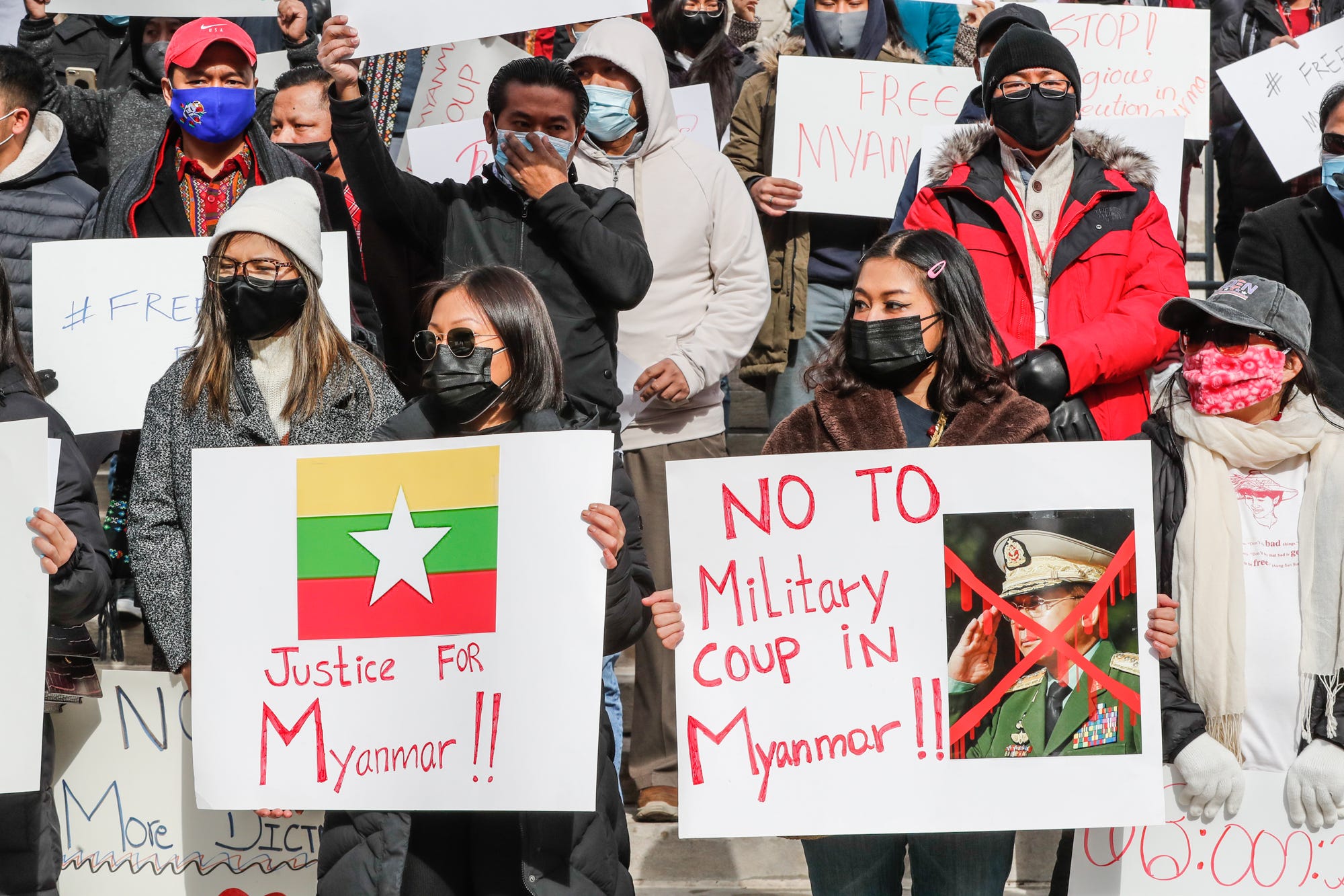 Myanmar Military Coup Draws Burmese Protest In Indianapolis Myanmar Military Coup Draws Burmese Protest In Indianapolis
