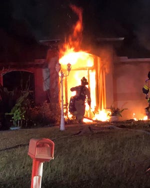 Three people in Cape Coral were injured in an fire at the NW 21st Street home. One person was taken to a hospital by helicopter as a trauma case