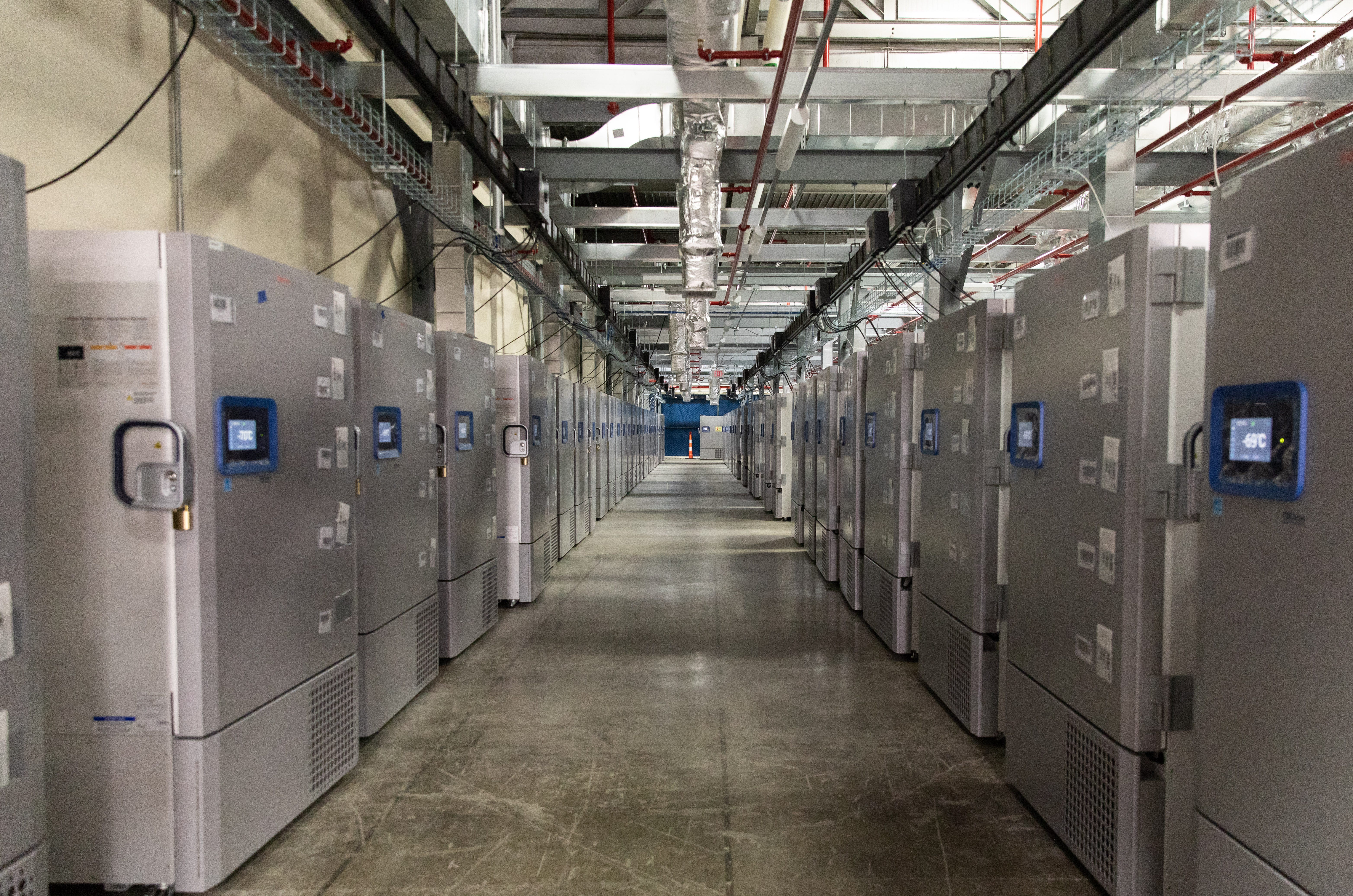 The Pfizer manufacturing site in Kalamazoo, Michigan. where the company’s COVID-19 vaccine is filled into vials. The vials are then stored at minus 114 F in ultracold freezers prior to shipping.