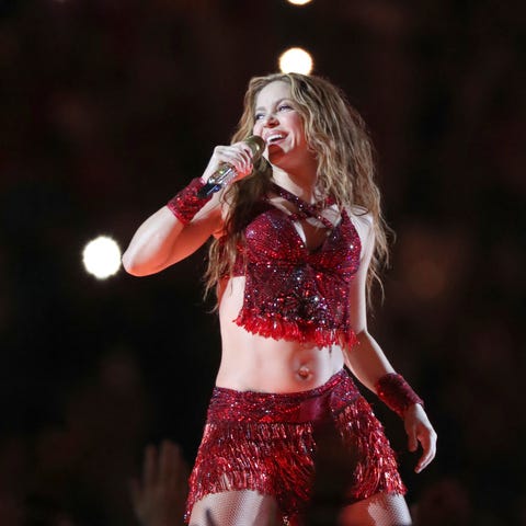 Shakira performs during the halftime show at Super