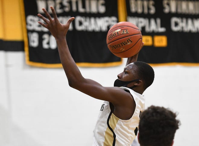Quaker Valley's Adou Thiero shoots during Friday night's game against Blackhawk at Quaker Valley. He was the leading scorer with 27 points.