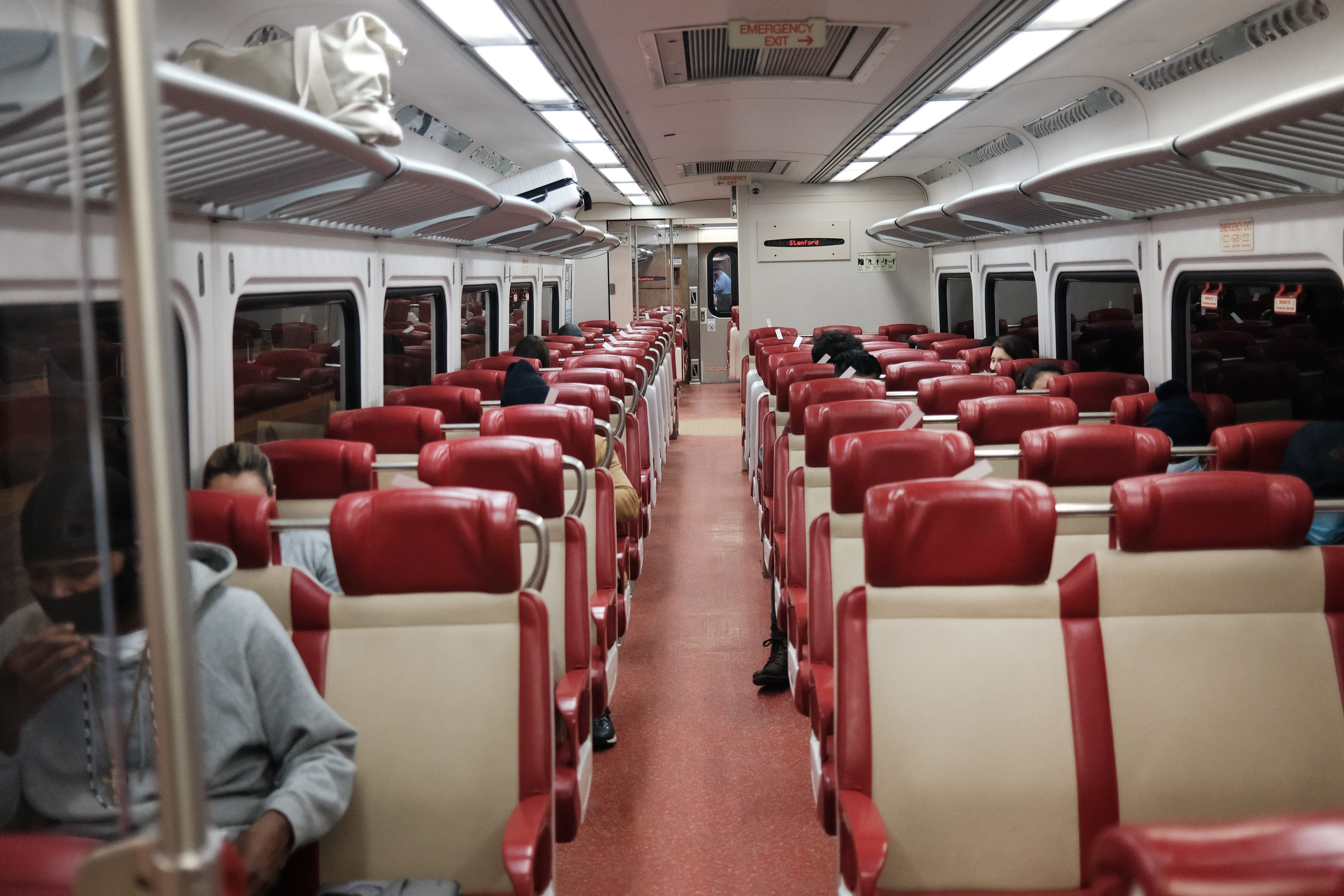 NEW YORK - Nearly empty train cars make up a departing passenger train from Grand Central Terminal two days before the Christmas holiday on December 23, 2020 in New York City. Grand Central Terminal, one of Manhattan’s and the nation’s busiest train stations, saw little of the usual holiday rush after people canceled travel plans due to the COVID-19 pandemic.