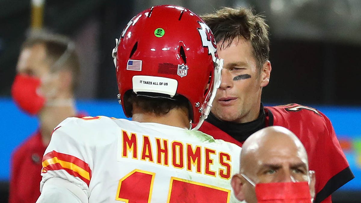 Chiefs quarterback Patrick Mahomes faces off against Tom Brady and the Bucs on Sunday.