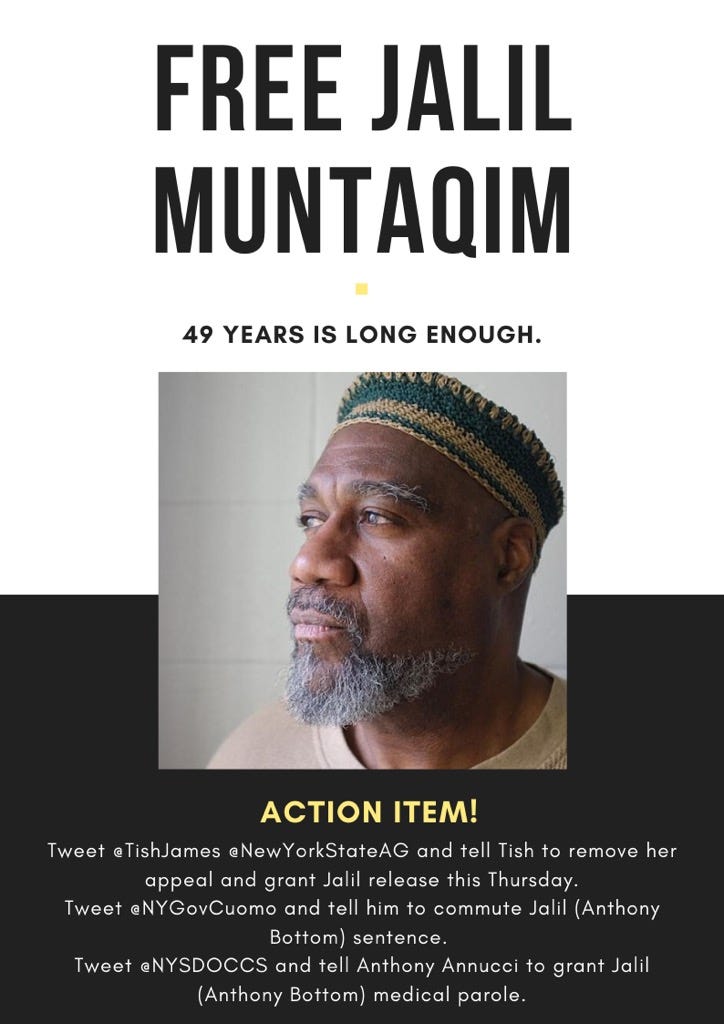 A Free Jalil Muntaqim poster from the Northeast Political Prisoner Coalition's Twitter account.