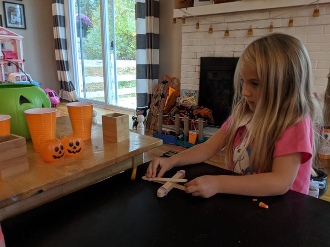 The Fitzgibbons sisters built candy launchers as part of their exploration of materials and force.