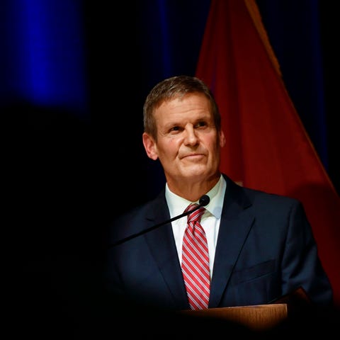 Tennessee Governor Bill Lee speaks during his thir