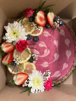 Valentine's Day vegan cake for sale from Bee Loved Kitchen to support Kendra Brouwer.