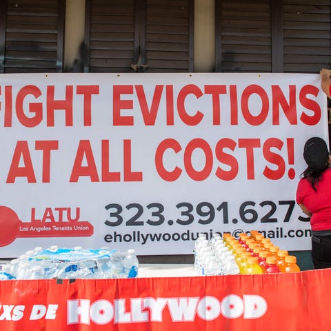 Protest against evictions on Feb. 8, 2021, in Holl