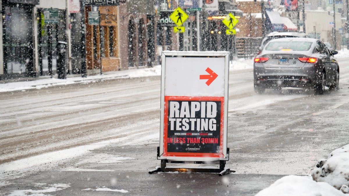 A restaurant near Wrigley Field in Chicago has converted to COVID-19 rapid testing, pictured Feb. 8, 2021.