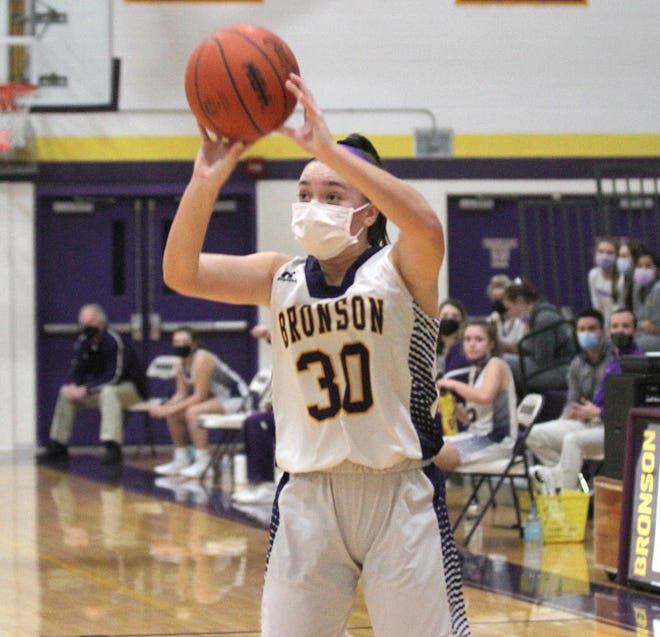 Haylie Wilson puts up a shot for Bronson in the team's season opener on Tuesday evening.