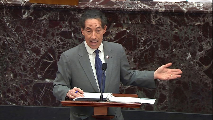 House impeachment manager Jamie Raskin, D-Md., says former President Donald Trump was no "innocent bystander" during the violence at the Capitol.