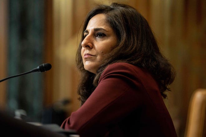 Neera Tanden, nominee for Director of the Office of Management and Budget (OMB), testifies during a Senate Committee on the Budget hearing on Capitol Hill in Washington, DC on February 10, 2021.