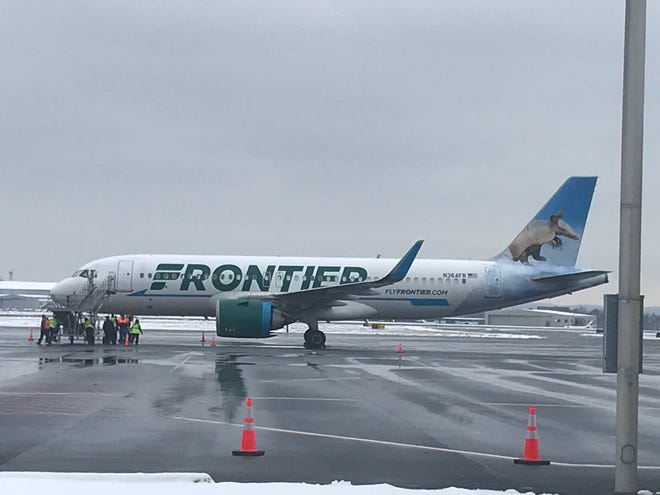 The first Frontier Airlines flight of 2021 landed at the New Castle Airport around 12:30 pm on Feb.  11. It was the first commercial flight to Delaware since Frontier pulled out of the First State in 2015.
