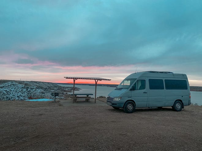 During the COVID-19 pandemic, Corey and JennaLynn Self upgraded a used Mercedes-Benz Freightliner Sprinter van into a vehicle fit for life on the road. They've since left their apartment in Washington, D.C. to work remotely from their van in destinations throughout the country, showcasing their adventures on Instagram @drivingourselfs.