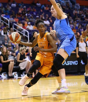 The Phoenix Mercury traded guard Yvonne Turner, left, to Atlanta for a 2022 third round draft pick on Saturday.