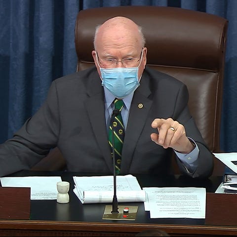 In this image from video, Sen. Patrick Leahy, D-Vt