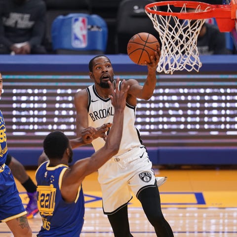 Brooklyn Nets forward Kevin Durant shoots the ball