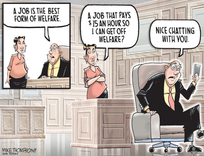 A Mike Thompson cartoon on the minimum wage