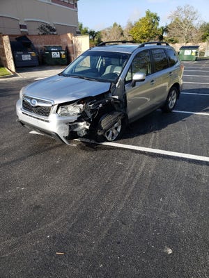 This SUV allegedly involved in a hit-and-run crash Monday was later found and impounded near the scene on Majestic Palms Boulevard. The alleged driver was also arrested and charged with multiple counts of hit-and-run.
