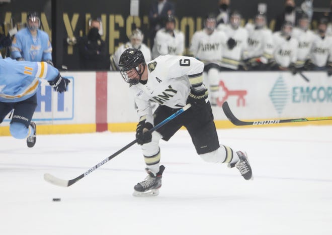 Brighton's Colin Bilek, a junior at Army West Point, was Atlantic Hockey Player of the Month and is second in the Hobey Baker Award fan vote.