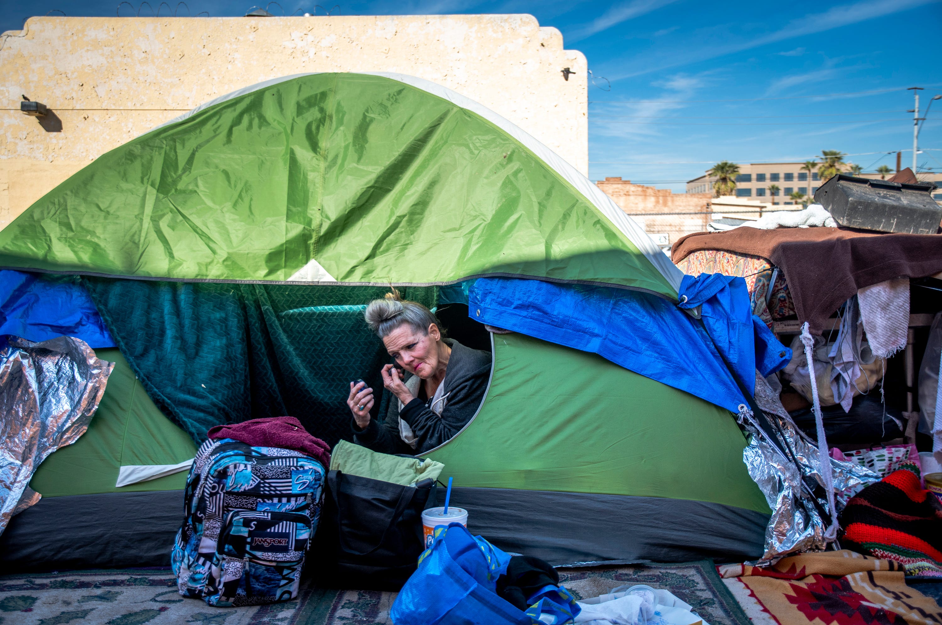 "You feel that total loss, trauma, every single time," says Darlene Carchedi (seen on Jan. 3, 2020) of the homeless encampment cleanups where officials throw people's things out.