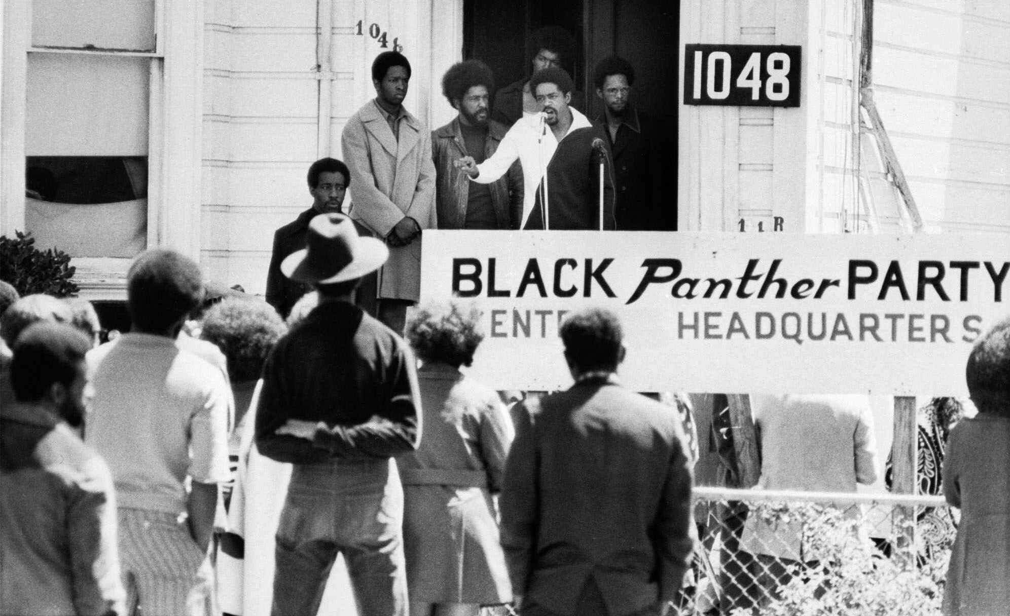 Bobby Seale, chairman of the Black Panther Party, addresses a rally outside the party headquarters Aug. 13, 1971, in Oakland, Calif., urging members to boycott certain liquor stores.