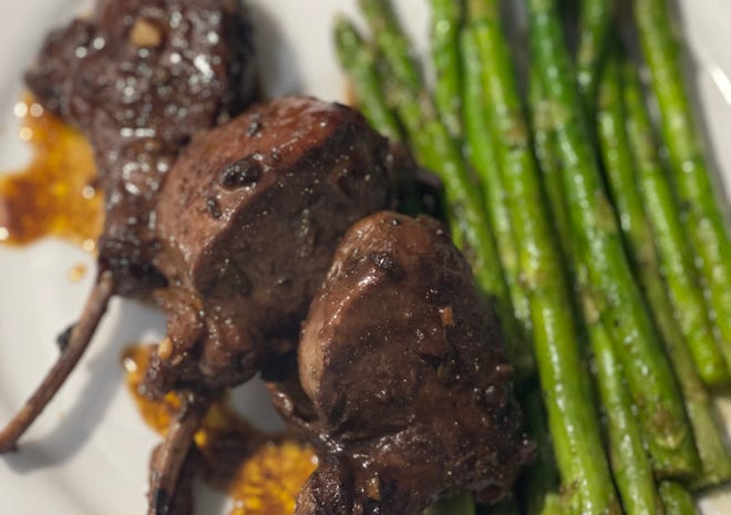Lamb chops with rosemary and asparagus by Smalbert's Comfort Food Catering.