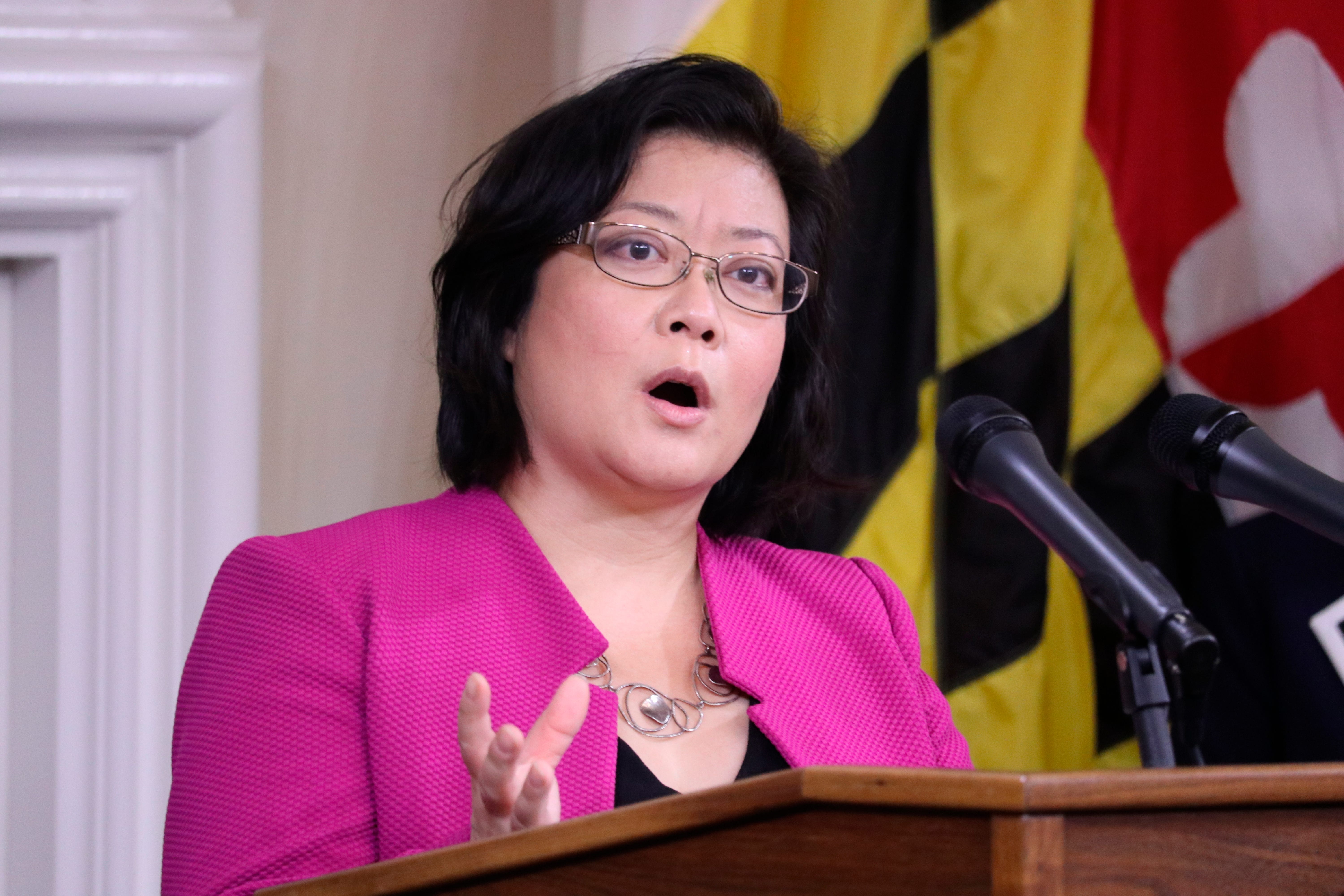 In this Thursday, Nov. 12, 2020, file photo, Dr. Jinlene Chan, Maryland's acting deputy health secretary, speaks during a news conference about battling the coronavirus pandemic in Annapolis, Md.