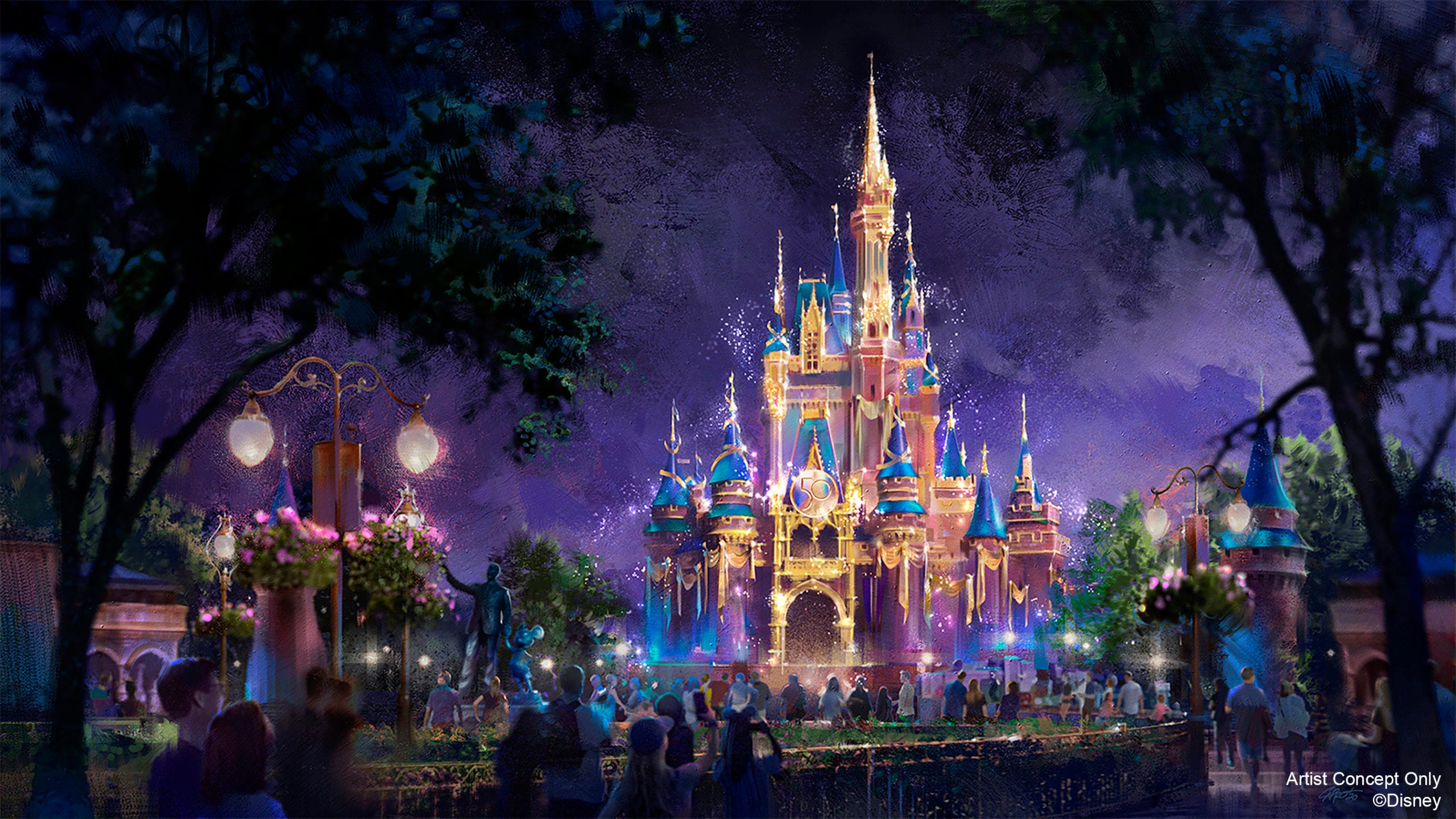 Mickey&#39;s flashy dress, glowing castle to mark Disney World 50th