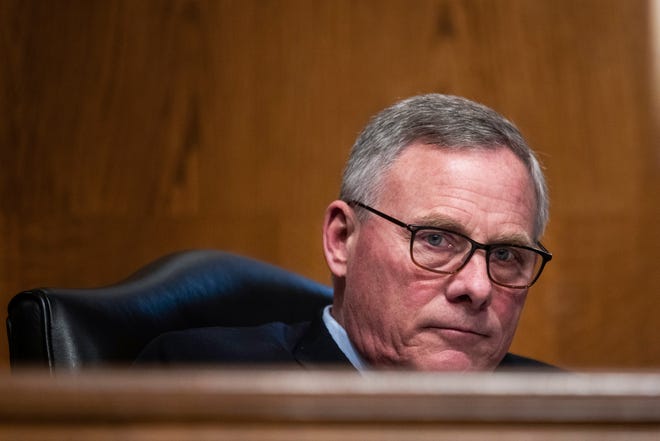 FILE - In this Feb. 4, 2021, file photo Sen. Richard Burr, R-N.C., listens during a Senate Health, Education, Labor and Pensions Committee hearing on the nomination Boston Mayor Marty Walsh to be labor secretary on Capitol Hill.