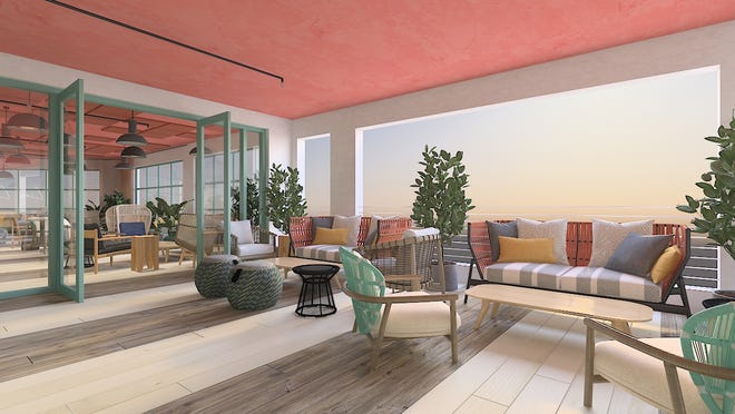 An artist's rendering of a lounge area at the upcoming Delray Beach Market. Menin