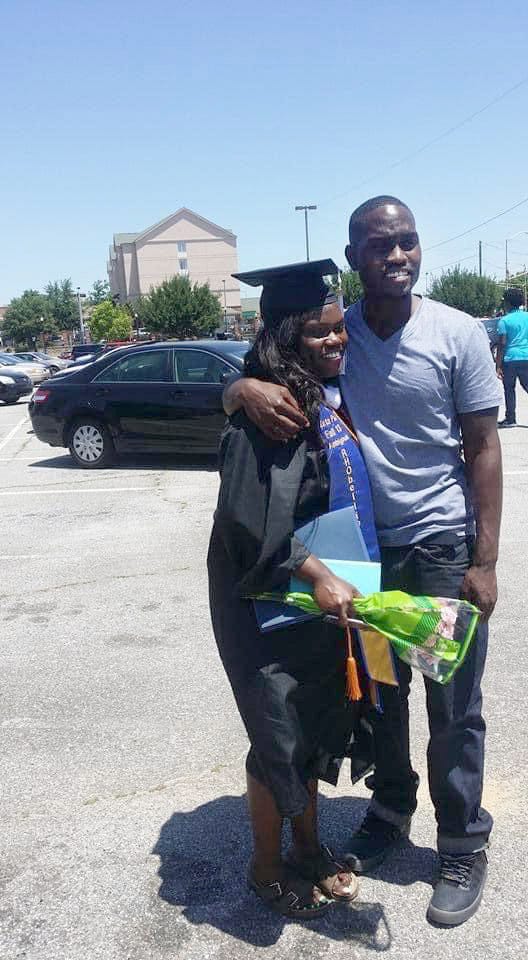 Ahmaud Arbery with his sister Jasmine at her graduation.