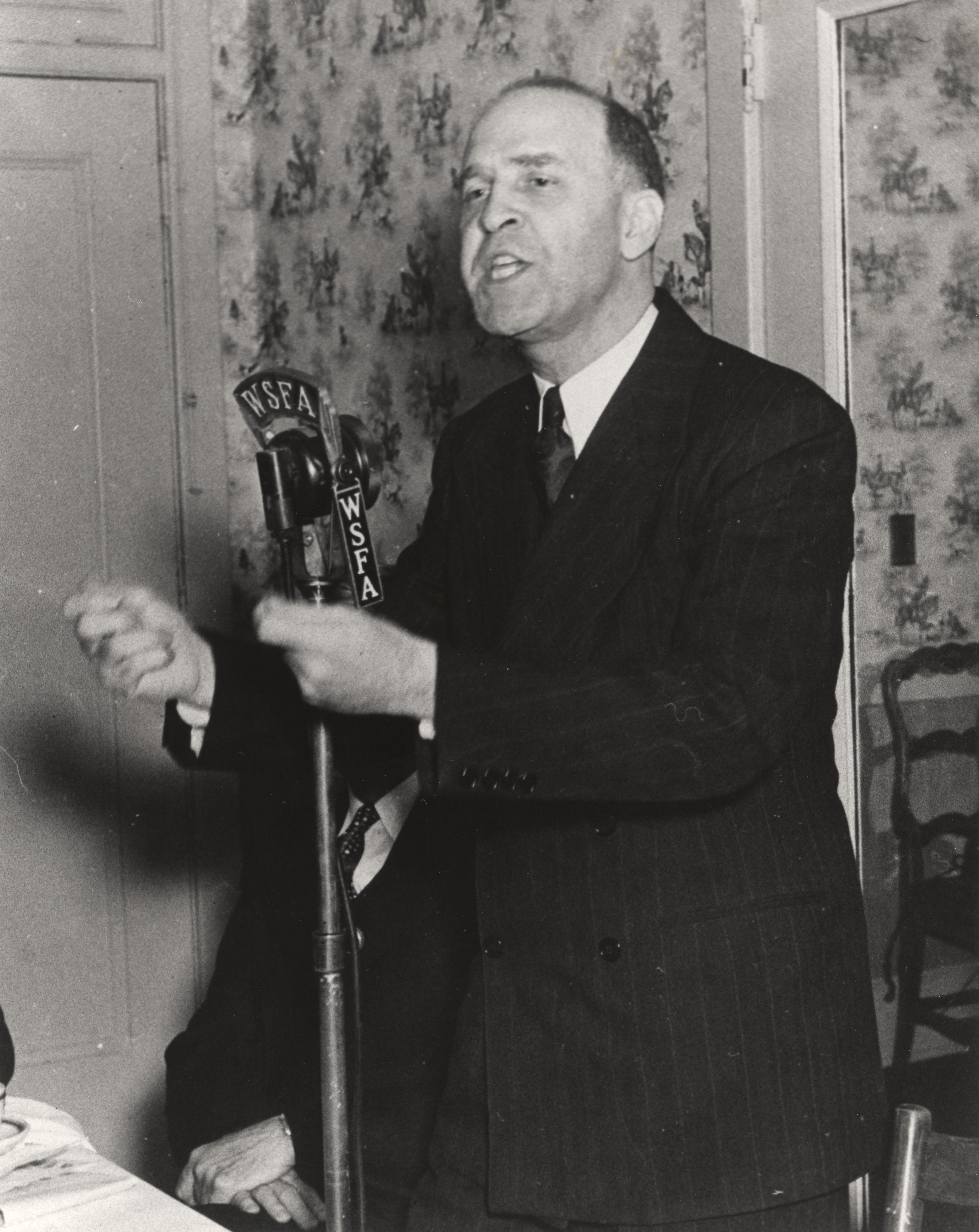 U.S. Sen. Lister Hill, D-Alabama, speaking to a radio audience sometime during the 1930s. Facing a primary challenge in 1944, Hill conspired with a Montgomery law firm to undermine Arthur Madison's voter registration drive and bring criminal charges against the attorney.