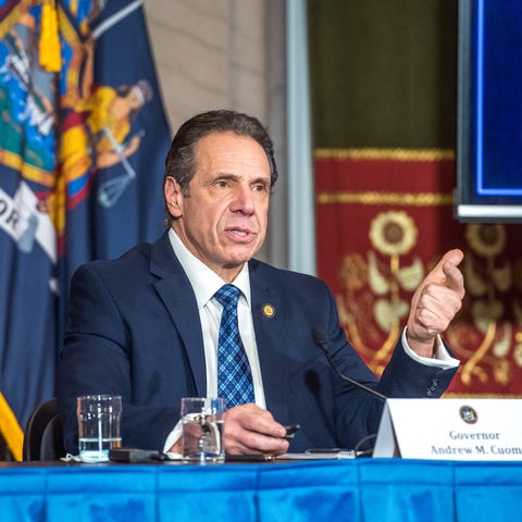 Gov. Andrew Cuomo holds a press briefing on Feb. 