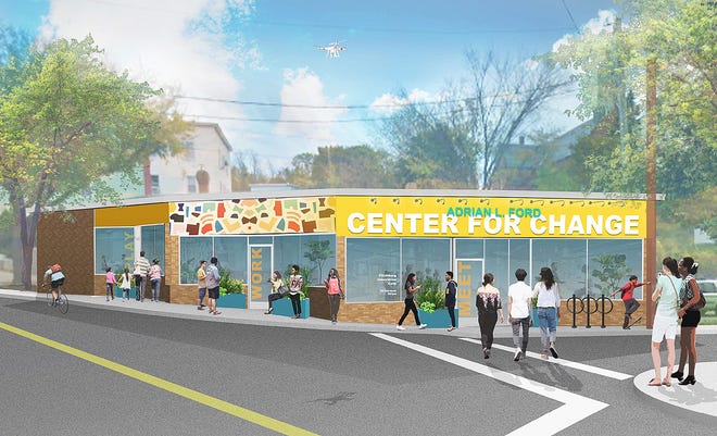 A rendering of the Adrian L. Ford Center for Change, future home of the Youth Innovation Center & Three Pyramids.
