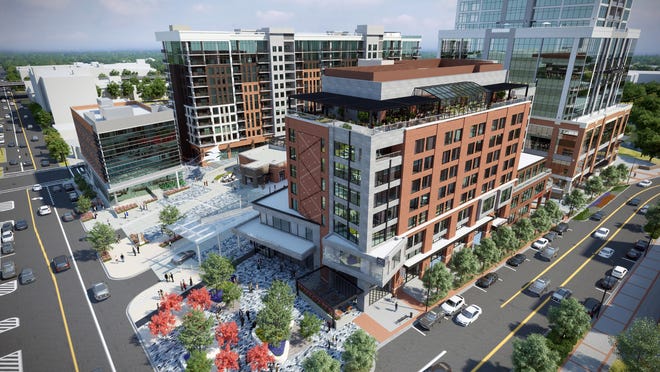 A rendering of the new AC Hotel in downtown Greenville