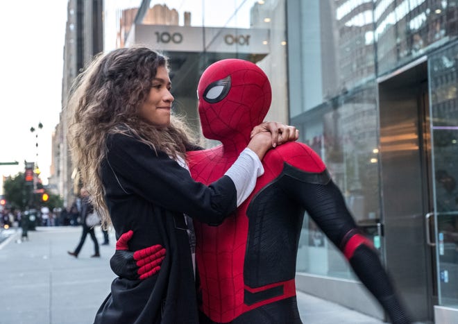 Zendaya as MJ and Tom Holland as Peter Parker (a.k.a. Spider-Man) in Marvel’s ‘Spider-Man: Far From Home.’