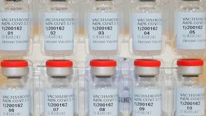 Vials of the Johnson & Johnson Janssen COVID-19 vaccine.