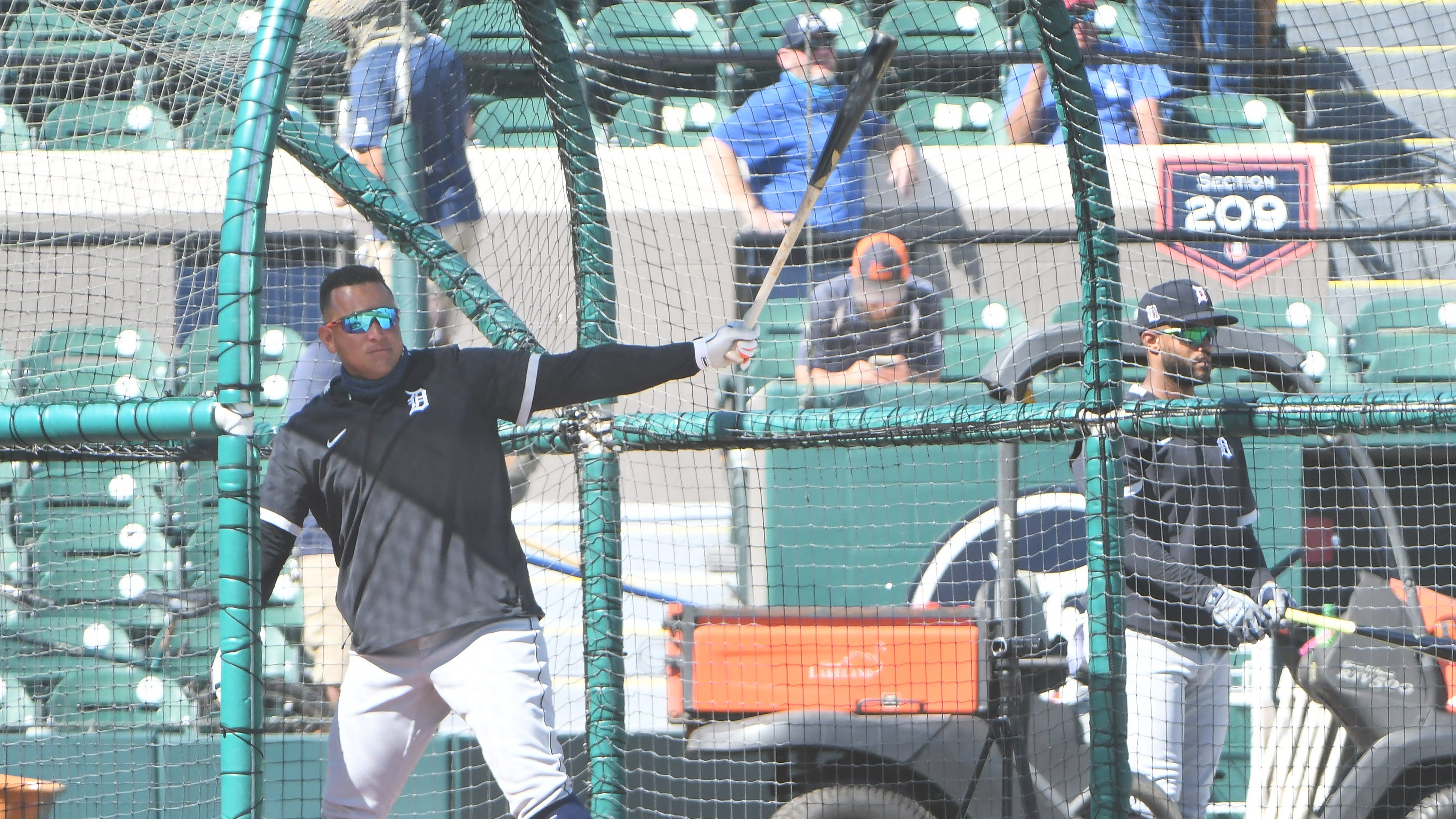 Tigers slugger Miguel Cabrera takes batting practice.