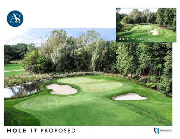 A possible new look for the 17th hole at Abbey Springs in Lake Geneva. The course is planning a $2.5 million renovation to finish in April 2022.
