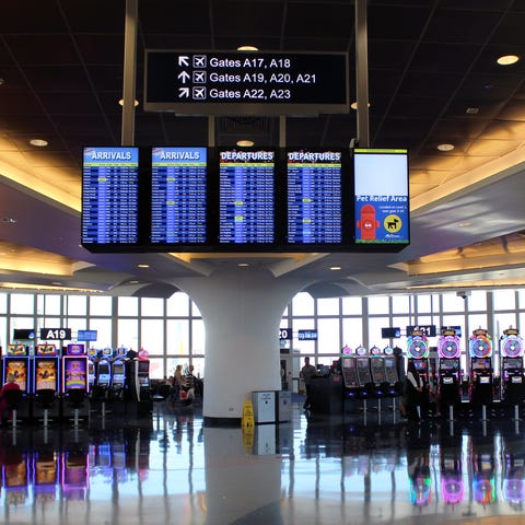 The Las Vegas airport features slot machines in ga
