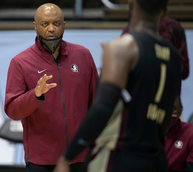 FSU head coach Leonard Hamilton will carry on coaching despite suffering a torn achilles while exiting a team bus in Indianapolis.