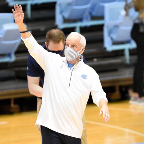 North Carolina head coach Roy Williams after secur