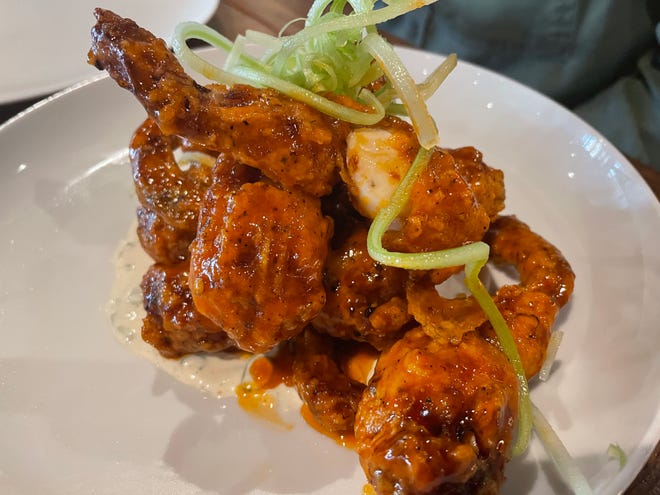 Buffalo frog legs, served with bleu cheese and spiralized celery at The Appalachian in downtown Sevierville. 2021.