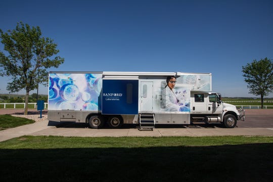 Sanford Health's mobile testing unit outside of Sanford Research on Monday, June 1, 2020 in Sioux Falls, SD.