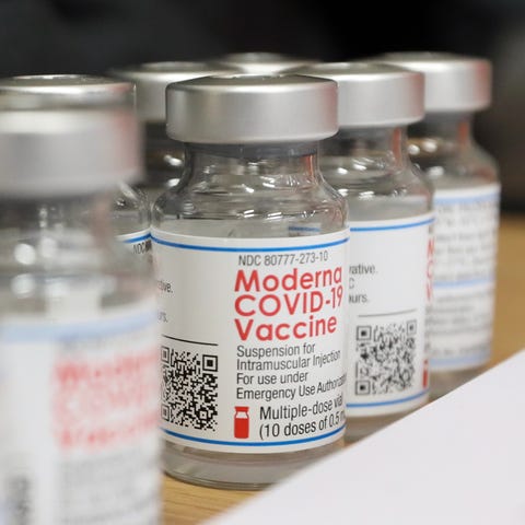 Vials of the Moderna Covid-19 vaccine at the Rockl