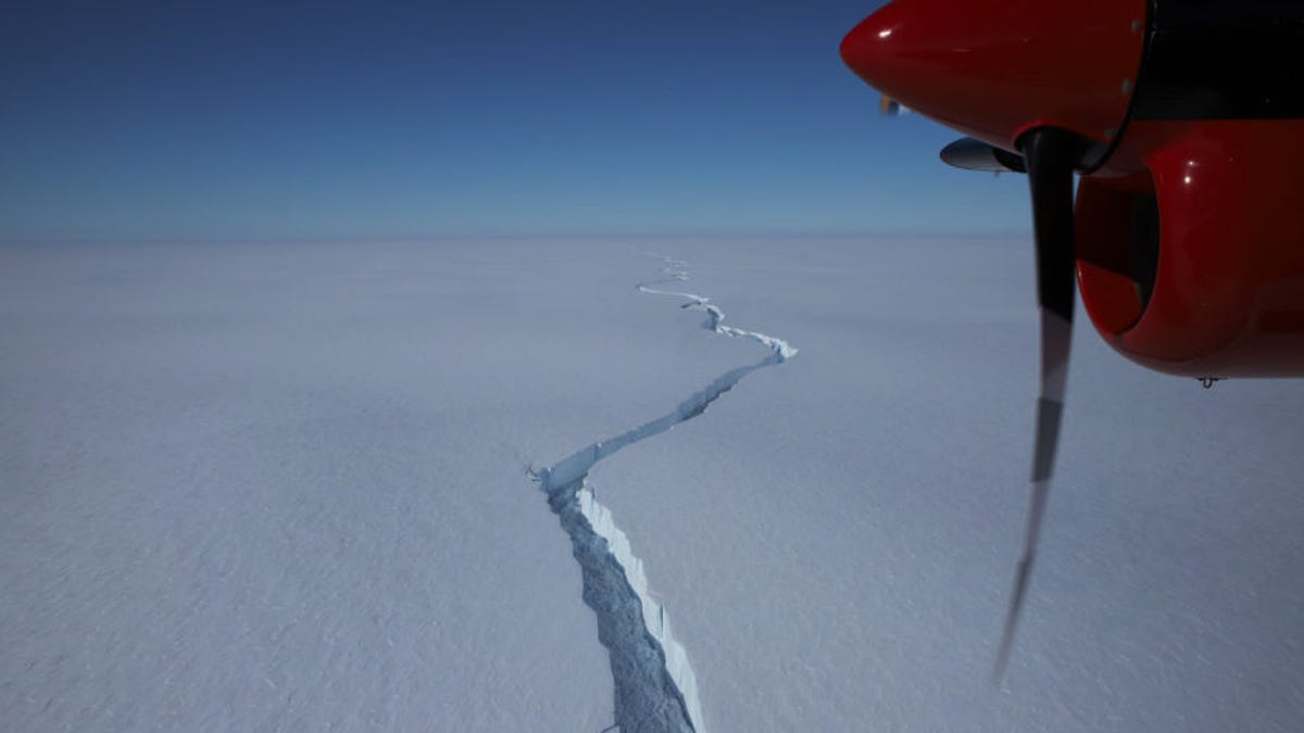 The iceberg started to crack off of Antarctica's Brunt Ice Shelf in January 2021.