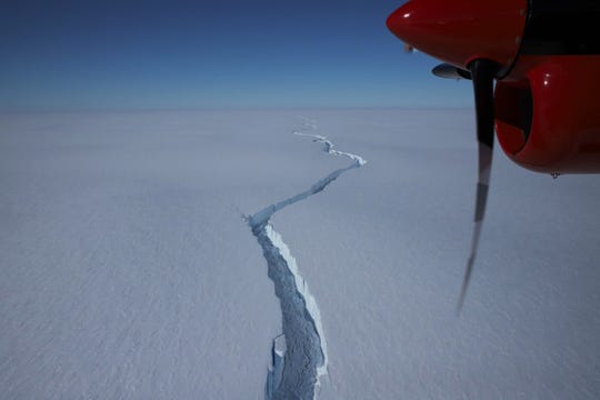 The iceberg started to crack off of Antarctica's Brunt Ice Shelf in January 2021.