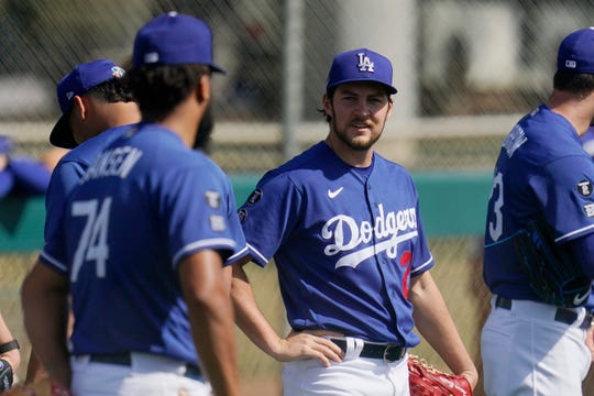 Trevor Bauer pitched two scoreless innings in his first spring training appearance of the Dodgers.